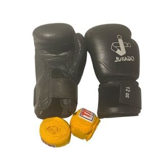 Black Boxing Gloves 12 oz With Wraps 💛